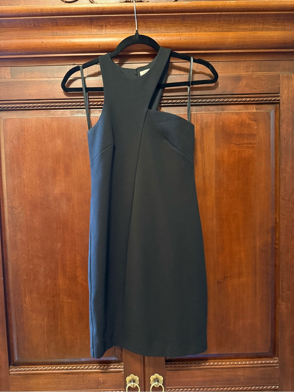 Halston Heritage Black Asymmetrical Cutout Sheath Mini Dress
